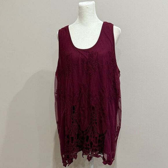 Lane Bryant Plus Size Embroidered  Lace Sleeveless Top Size 18 - Picture 1 of 5